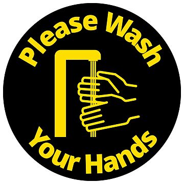 Artwork thumbnail, Please Wash Your Hand - Rounded Sign, Black and Yellow by SocialShop