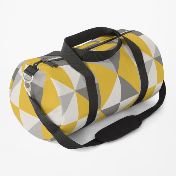 Retro Triangle Design in Yellow and Grey Duffle Bag