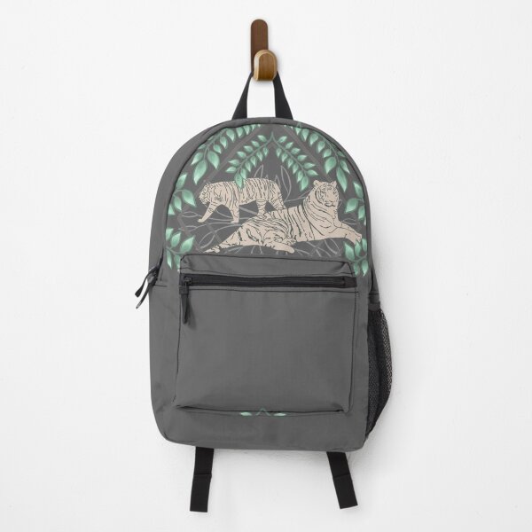 Item preview, Tiger Friends Big Cat Jungle Art With Modern Leaves in Grey designed and sold by Nugget Of Happiness.