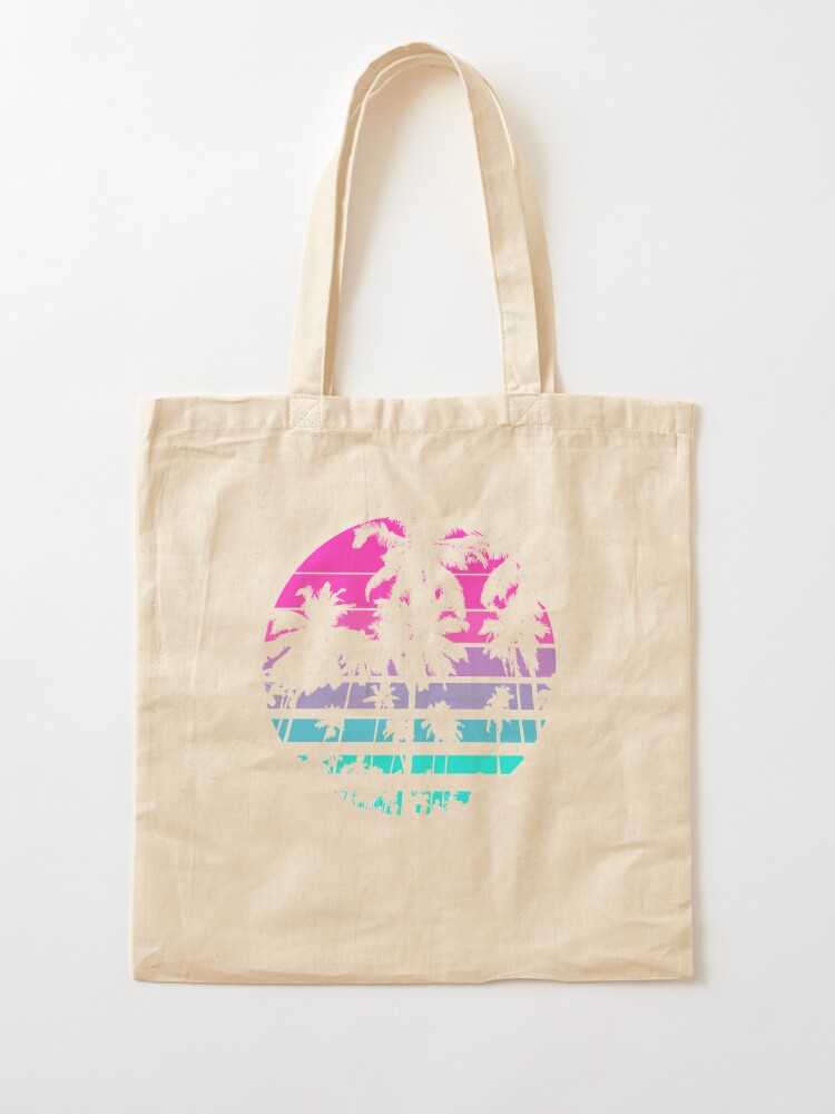 80s aesthetic retro futuristic beach design tote bag