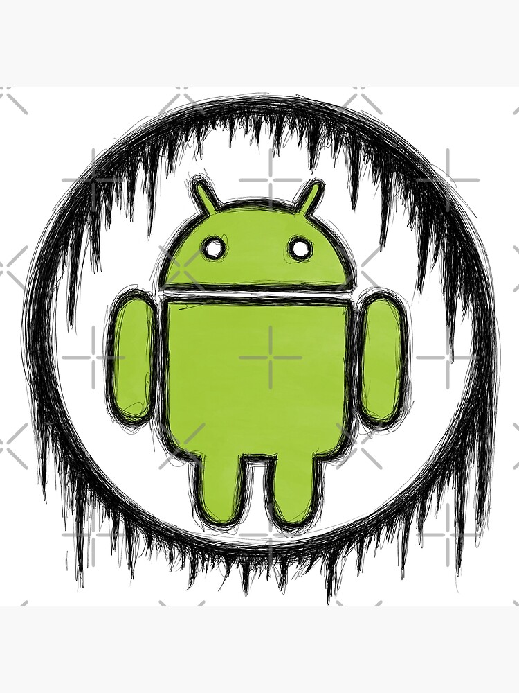 Android Logo Digital Painting Sketch Black Outline With Color Poster   Flat,750x,075,f Pad,750x1000,f8f8f8.u2 