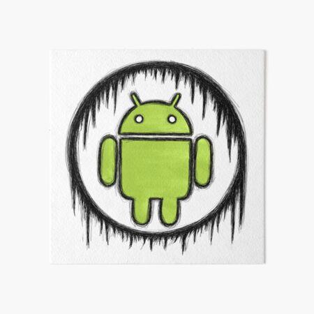 Android Logo Digital Painting Sketch Black Outline With Color Art Board Print By Sfantujimmy