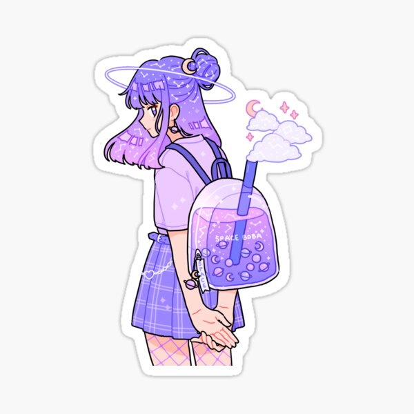 space boba backpack Sticker