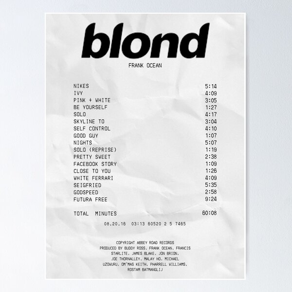 Item preview, album receipt designed and sold by Jenna Gardner.