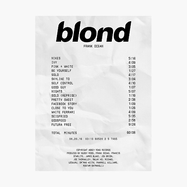 Item preview, album receipt designed and sold by Jenna Gardner.