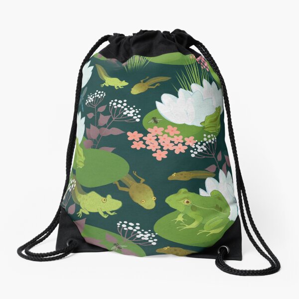 Frogs and Polliwogs Drawstring Bag