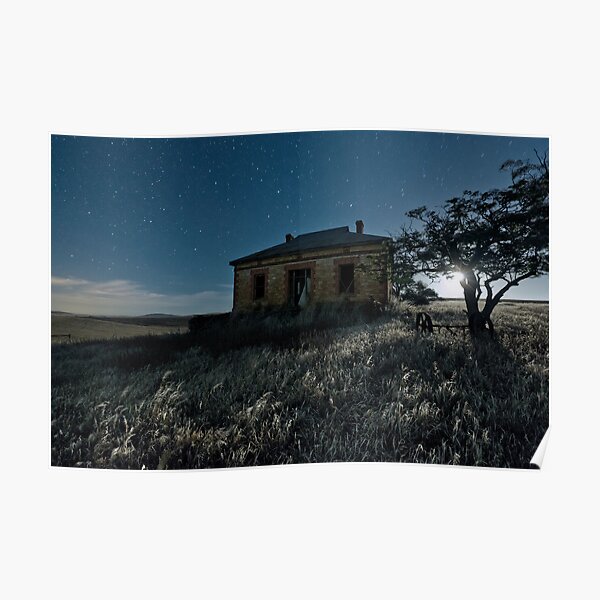 Abandoned Burra Homestead, and Moonset Poster