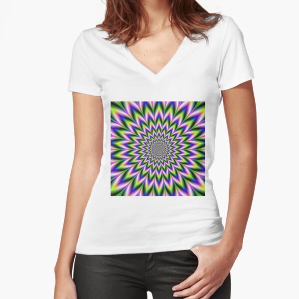 Psychedelic, Optical art, Op art, Vibration Fitted V-Neck T-Shirt