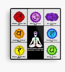 Yoga Reiki Seven Chakras Symbols chart Metal Print