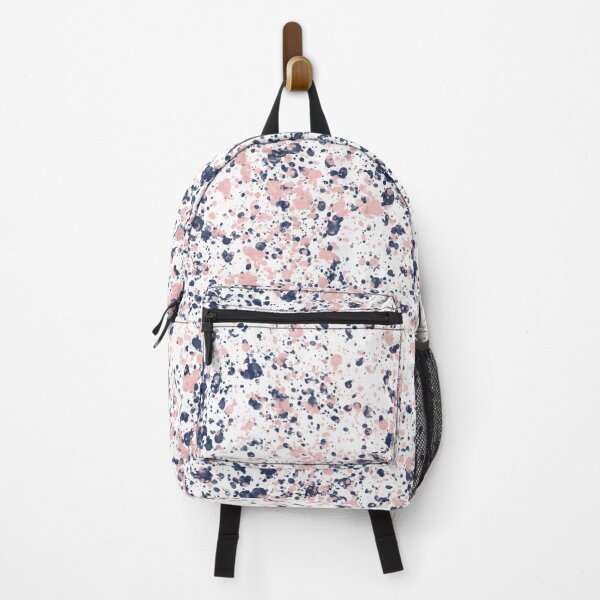 Item preview, Navy Blue and Blush Pink Ink Spatter on White designed and sold by kierkegaard.