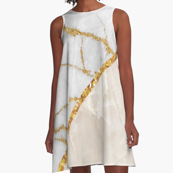 Fancy Stripped Marble A-Line Dress