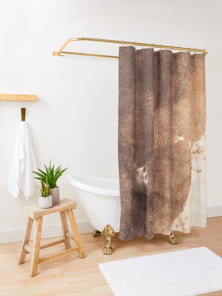 Alternate view of Old Tan Cowhide Leather Shower Curtain