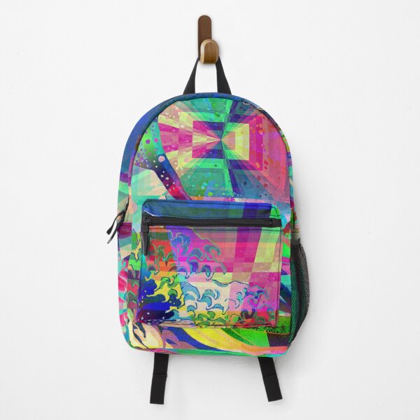 Item preview, Trippy Great Wave Of Kanagawa - Eighties Retro Artwork designed and sold by Dator-Abstracts.