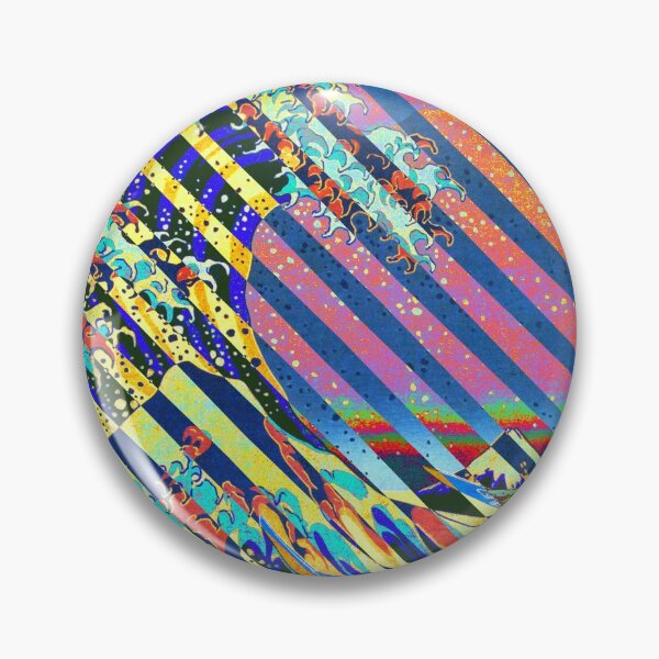 Item preview, 80s Retro Great Wave Of Kanagawa - Interlaced Lines  designed and sold by Dator-Abstracts.