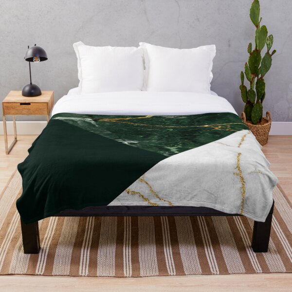 Emerald and Marble Composition Throw Blanket