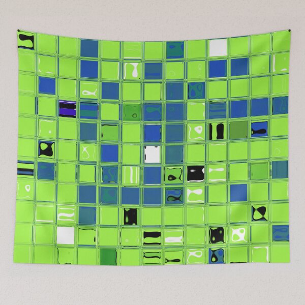 Item preview, Limewire - Lime Green and Ocean Blue Abstract Mosaic Tiling designed and sold by Dator-Abstracts.