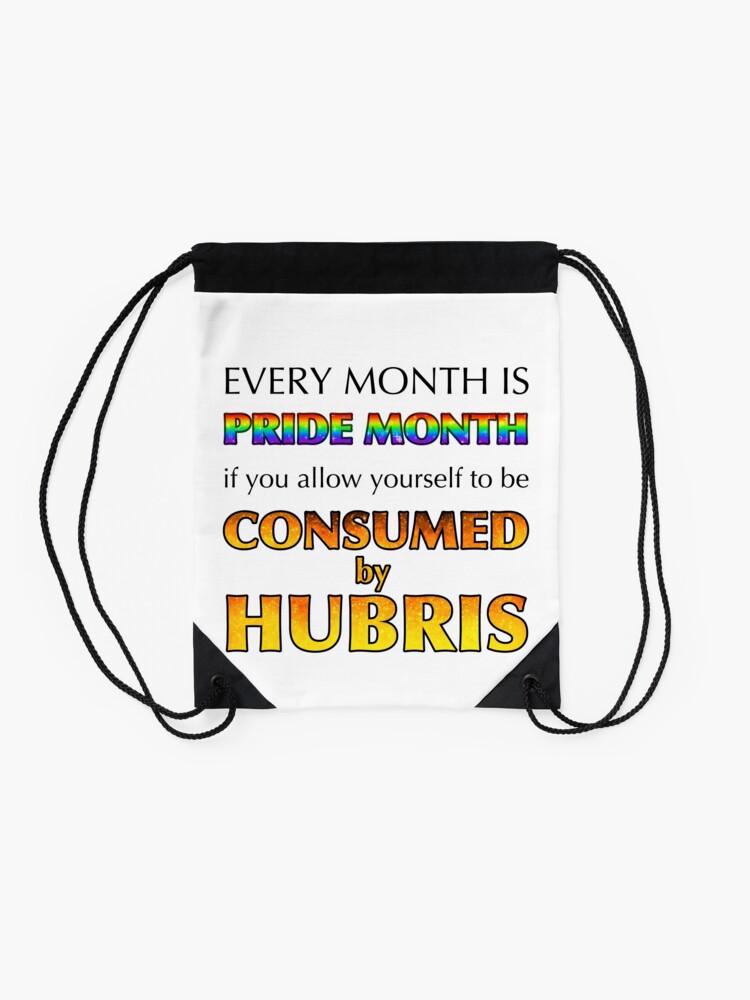 Alternate view of Consumed By Hubris Drawstring Bag