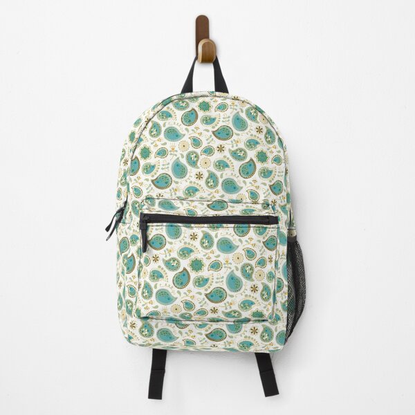 Hedgehog Paisley_Teal BgWhite Backpack