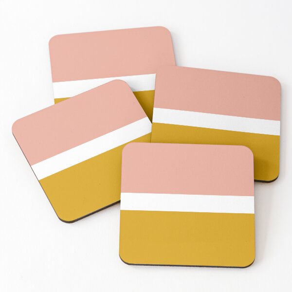 Item preview, Blush Pink and Golden Mustard Minimalist Stripe Color Block Pattern designed and sold by kierkegaard.
