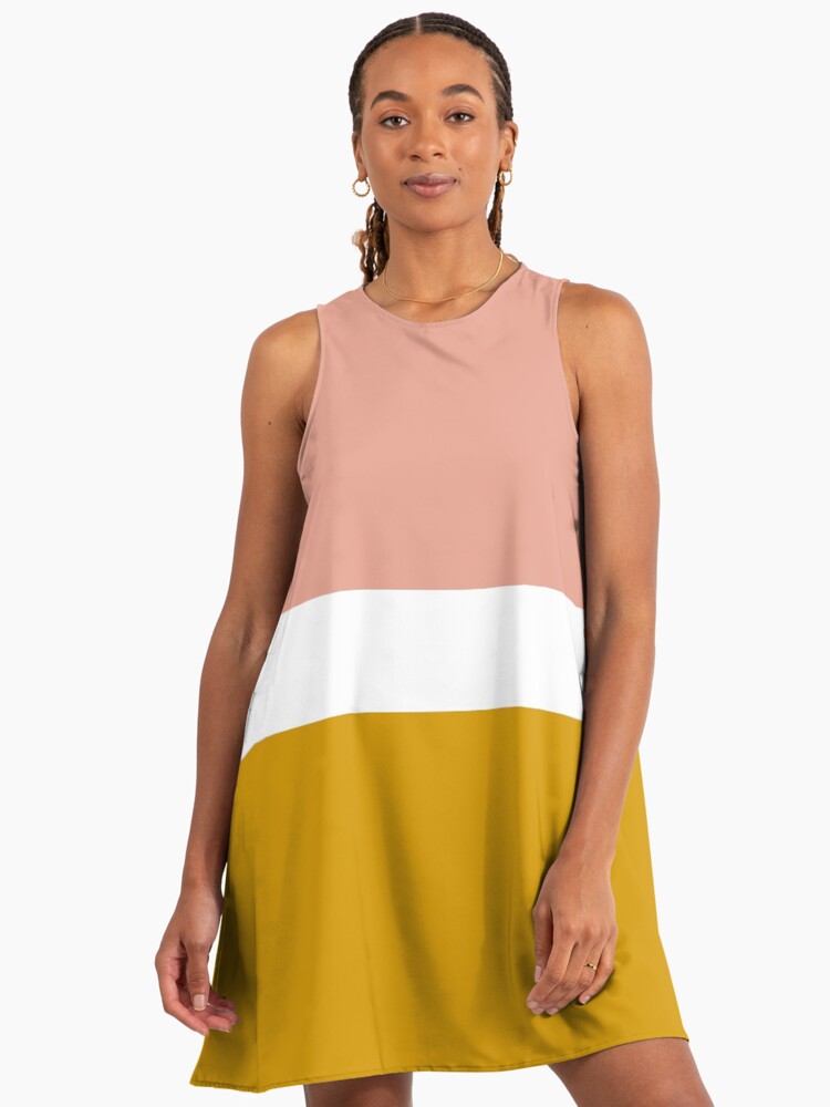 Blush Pink and Golden Mustard Minimalist Stripe Color Block Pattern