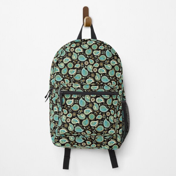 Hedgehog Paisley_Teal BgBlack Backpack
