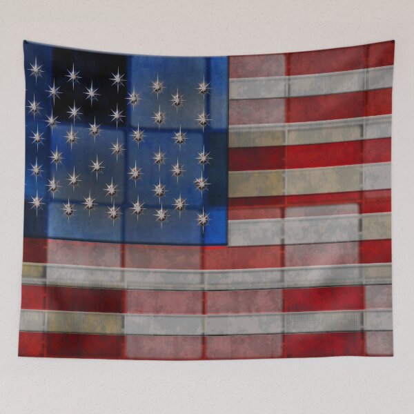 Item preview, American Flag Vintage Quilt designed and sold by bloomingvine.
