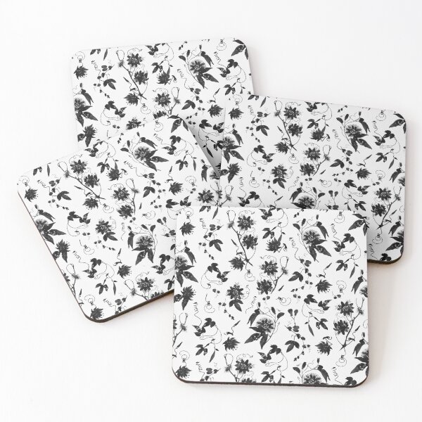 Item preview, Elegant Black White Passion Flowers Floral Pattern designed and sold by tanjica.