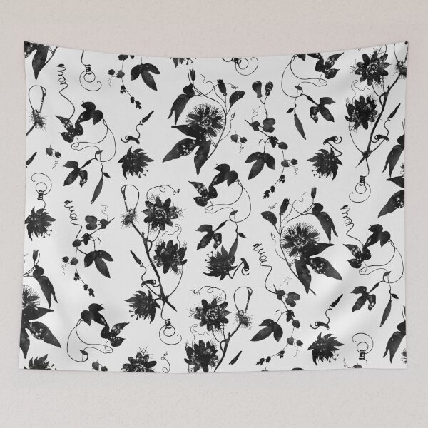 Item preview, Elegant Black White Passion Flowers Floral Pattern designed and sold by tanjica.