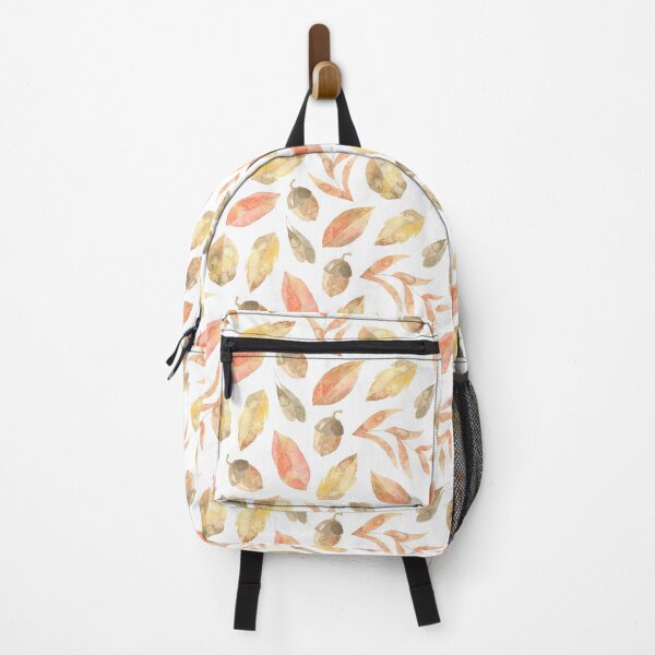 Item preview, Warm orange, yellow and brown plant and tree leaves and Oak tree acorns watercolour pattern designed and sold by Latch Farm Studios.