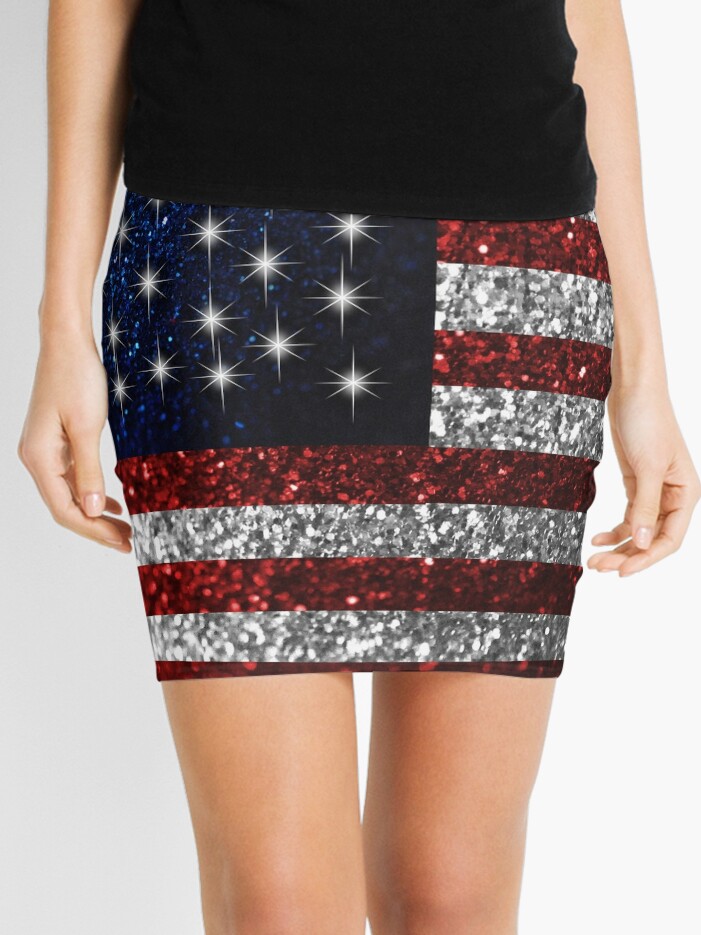 American Flag in Glitter Graphic | Mini Skirt