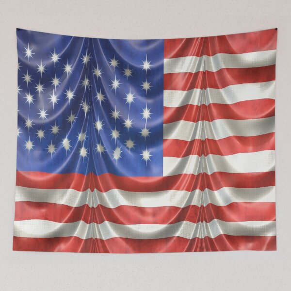 Aperçu de l'œuvre American Flag Draped Silk créée et vendue par bloomingvine.