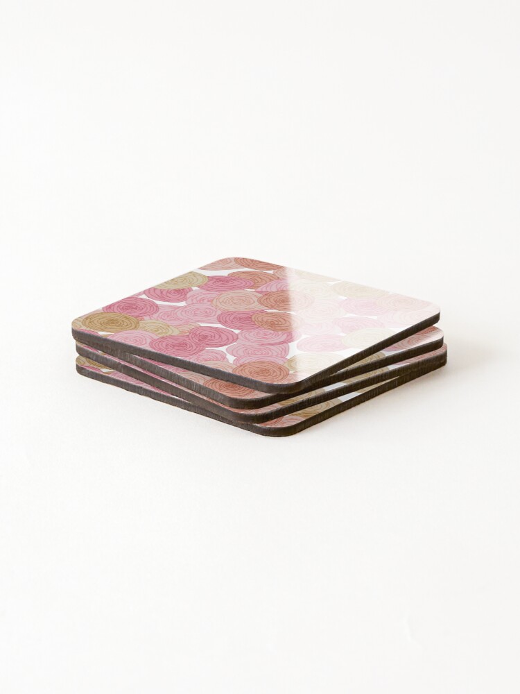 Thumbnail 4 of 5, Coasters (Set of 4), Pink Roses pattern designed and sold by WildeandCo.