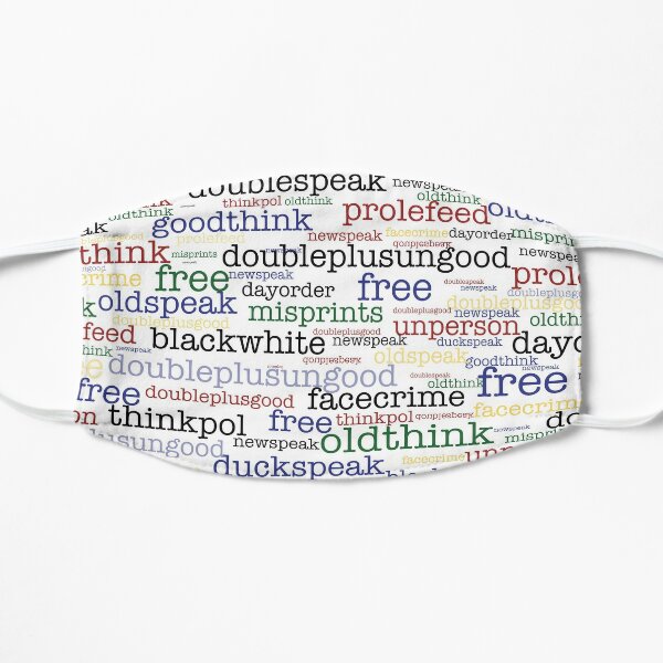 Newspeak, George Orwell, 1984 - Multicolor Typography Against a White Background Flat Mask