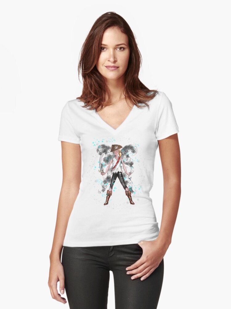 Thumbnail 1 of 3, Fitted V-Neck T-Shirt, Pirate Peter The Pirate Fairy™ designed and sold by TeelieTurner.