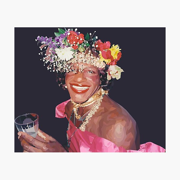 "Marsha P. Johnson" - Stained Glass Style Digital Painting Photographic Print