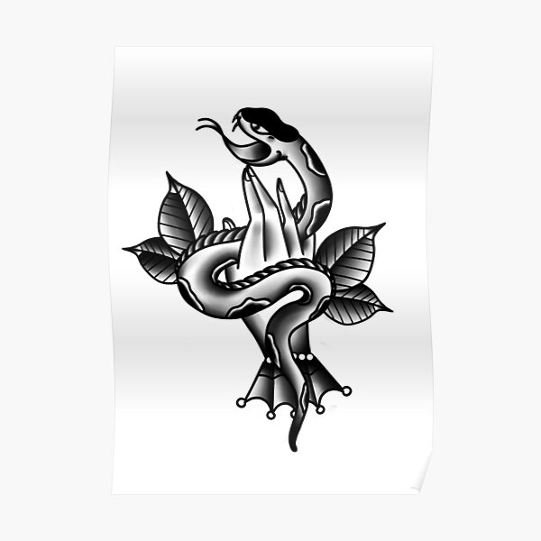 Old School Snake Tattoo Posters Redbubble