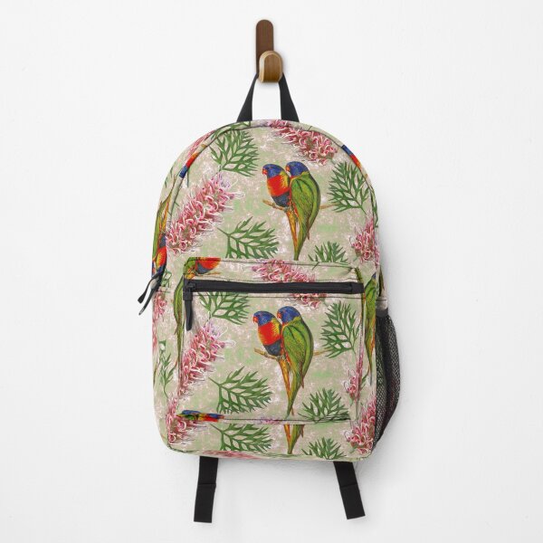 Item preview, Grevillea with Rainbow Lorikeet Bird Pattern Australian  designed and sold by karwilberevivalcollection.