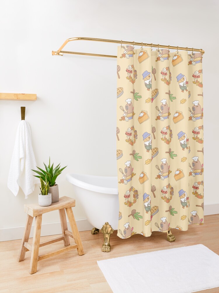 Alternate view of Bubu the Guinea pig, Fall and Pie Shower Curtain