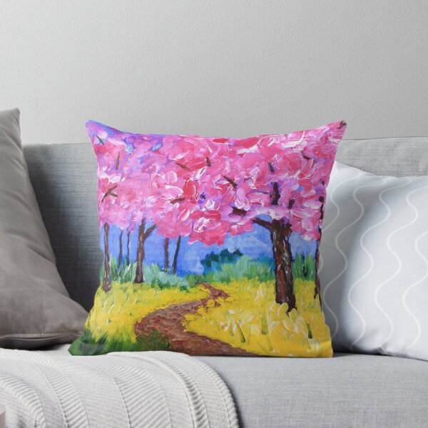 Item preview, Cherry Trees Field Mustard After the Rain Painting designed and sold by Beverly Claire Kaiya.