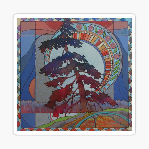 Creative Dialect- Tree Silhouette in abstract background Sticker
