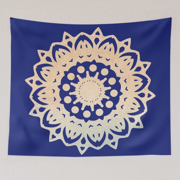 Item preview, Geometric mandala salmon and blue designed and sold by Anna Lemos.