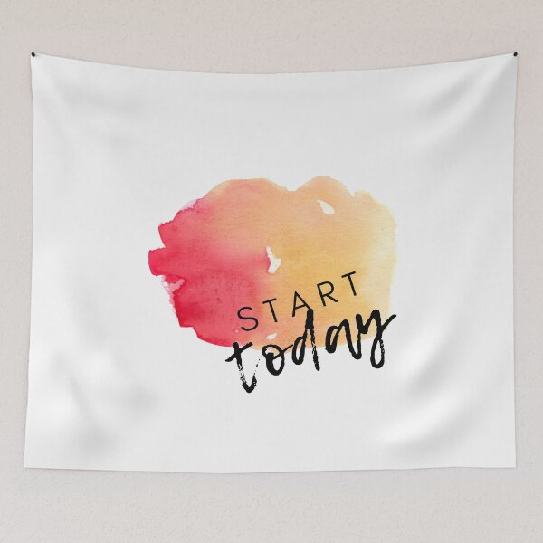 Item preview, Start Today Pink and Yellow Sunset Watercolor Motivational Affirmation Quote designed and sold by ArianaDagan.