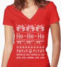 McClane Christmas Sweater White Women's Fitted V-Neck T-Shirt
