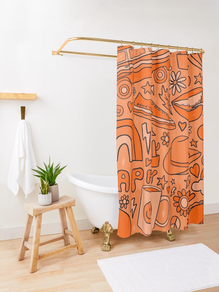 Alternate view of Orange Print Shower Curtain