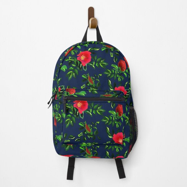 Item preview,  Red rosehip, retro, wild rosehip, wild roses, red and blue designed and sold by fuzzyfox.