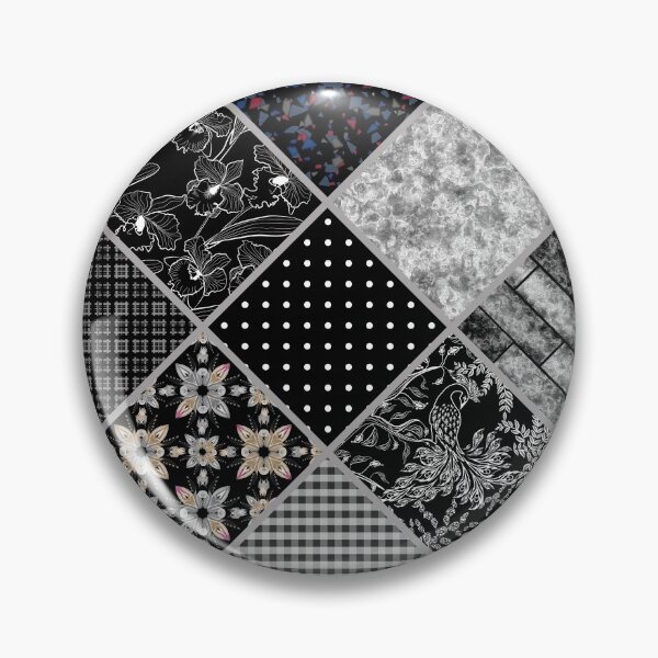 Item preview,  Black white patchwork, patchwork, black and white, folk, rustic, retro, sixties, geometric, abstract, patches, patches, elegant, patchwork textiles, textile, plaid designed and sold by fuzzyfox.