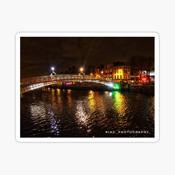 Item preview, Ha'penny Bridge, Dublin at night time. designed and sold by Riacphotography.