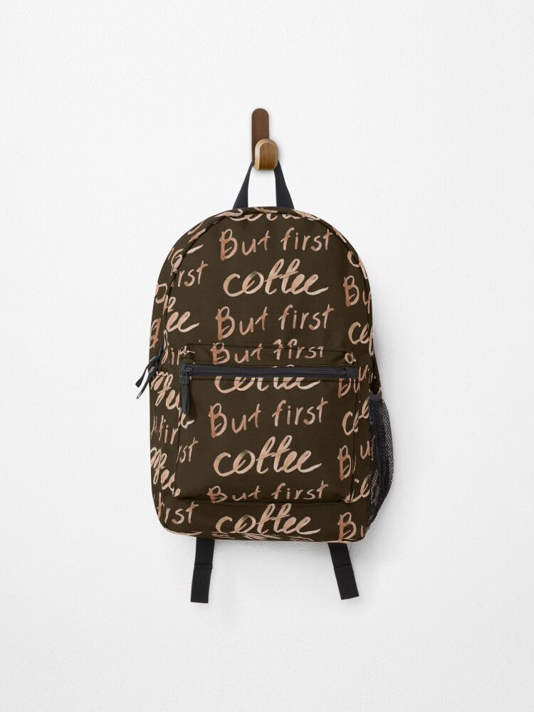 Thumbnail 1 of 3, Backpack, But First Coffee Backpack designed and sold by KelaEssentials.