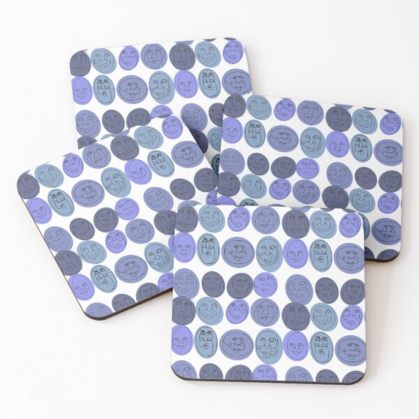 Item preview, Abstract Faces Pattern - Blues designed and sold by WildeandCo.
