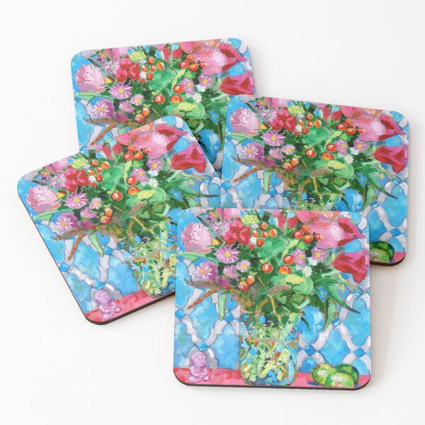 Item preview, Flowers on a blue background designed and sold by coolkatia.